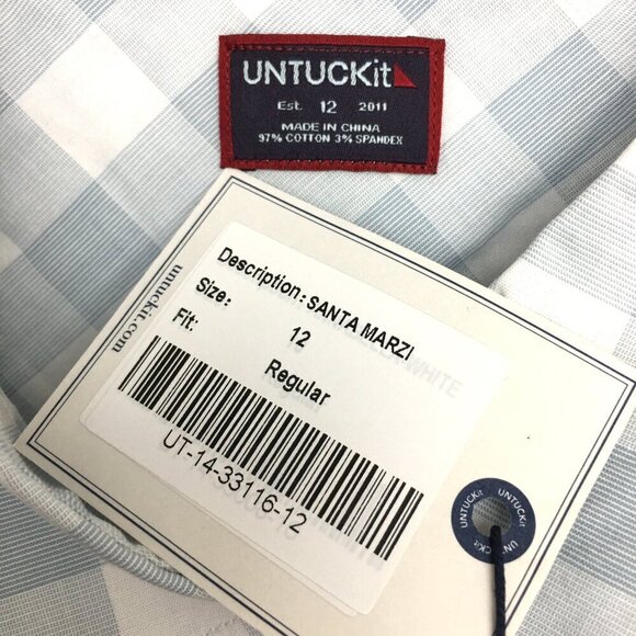 New UNTUCKit Women's Shirt Santa Marzi Blue & White Plaid Button Up size 12 - Picture 3 of 7